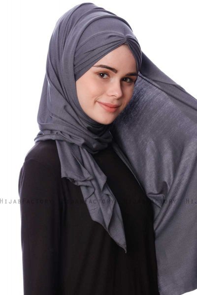 Eslem - Hijab Pile Jersey Gris Oscuro - Ecardin