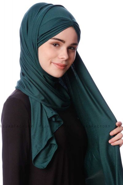 Eslem - Hijab Pile Jersey Verde Oscuro - Ecardin