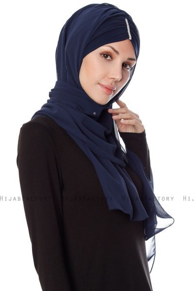 Evren - Chiffon Hijabte Azul Marino
