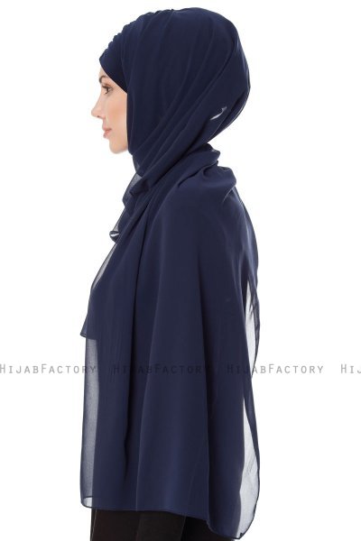 Evren - Chiffon Hijabte Azul Marino