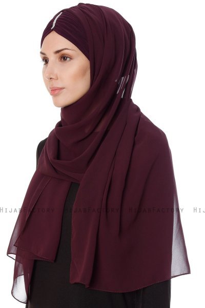 Evren - Chiffon Hijabte Ciruelas