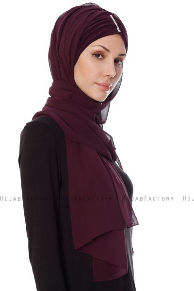 Evren - Chiffon Hijabte Ciruelas