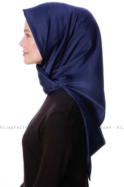 Eylul - Hijab De Rayón Cuadrado Azul Marino
