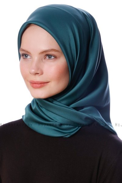 Eylul - Hijab De Rayón Cuadrado Verde Oscuro
