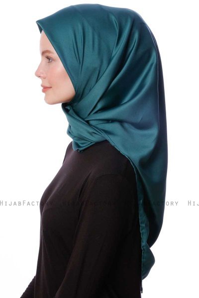 Eylul - Hijab De Rayón Cuadrado Verde Oscuro