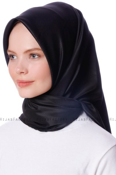 Eylul - Hijab De Rayón Cuadrado Negro