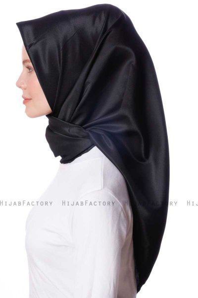 Eylul - Hijab De Rayón Cuadrado Negro