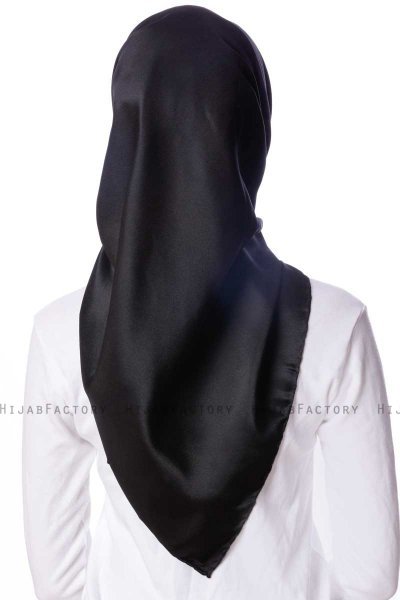 Eylul - Hijab De Rayón Cuadrado Negro