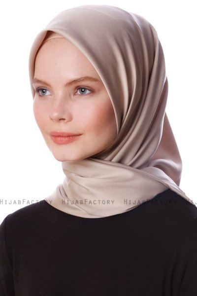 Eylul - Hijab De Rayón Cuadrado Taupe