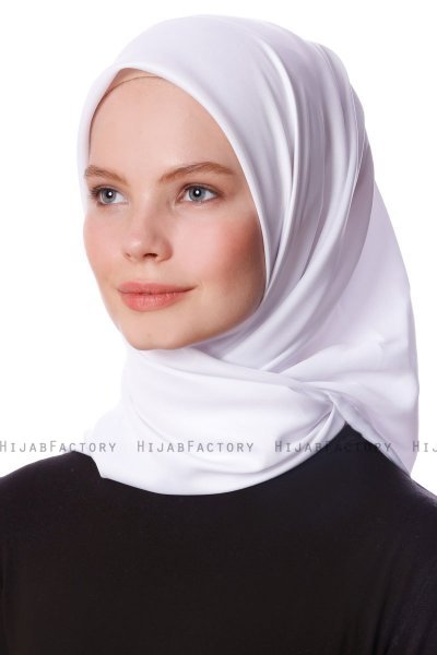 Eylul - Hijab De Rayón Cuadrado Blanco