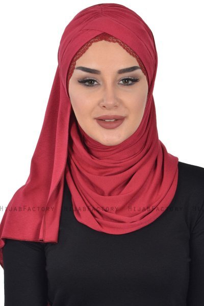 Filippa - Hijab De Algodón Práctico Burdeos - Ayse Turban