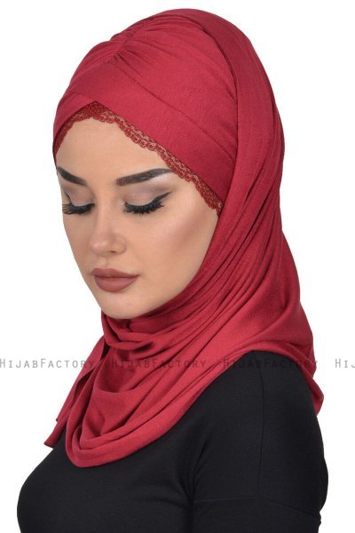 Filippa - Hijab De Algodón Práctico Burdeos - Ayse Turban