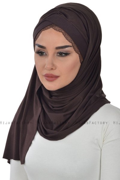 Filippa - Hijab De Algodón Práctico Marrón - Ayse Turban