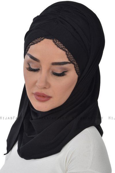 Filippa - Hijab De Algodón Práctico Negro - Ayse Turban