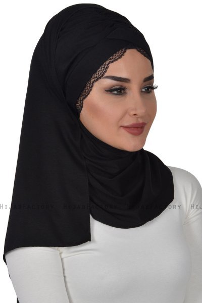 Filippa - Hijab De Algodón Práctico Negro - Ayse Turban