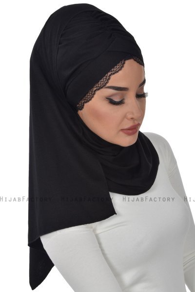 Filippa - Hijab De Algodón Práctico Negro - Ayse Turban