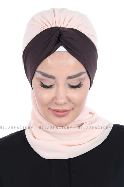Gill - Hijab Práctico Beige & Marrón