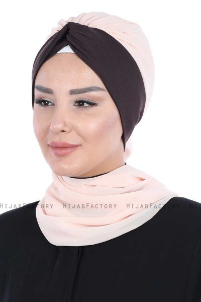 Gill - Hijab Práctico Beige & Marrón