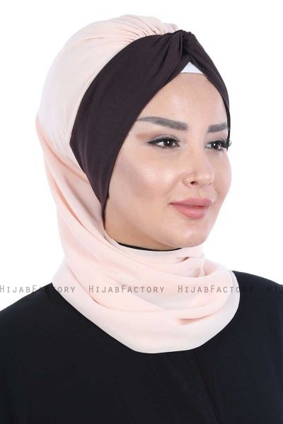 Gill - Hijab Práctico Beige & Marrón