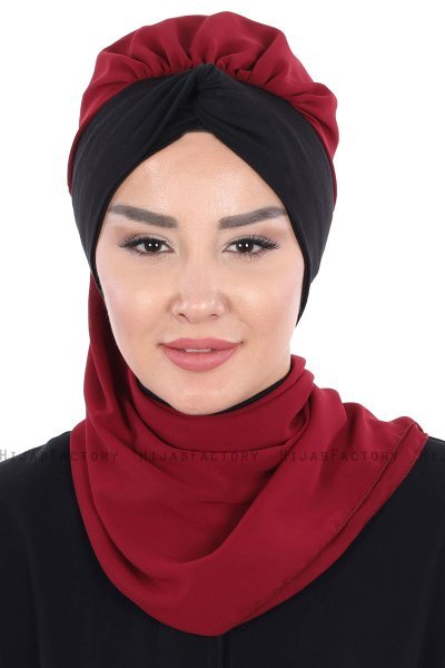 Gill - Hijab Práctico Burdeos & Negro