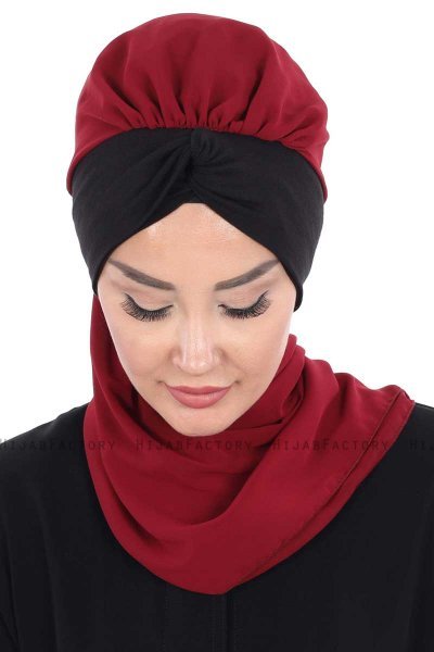 Gill - Hijab Práctico Burdeos & Negro