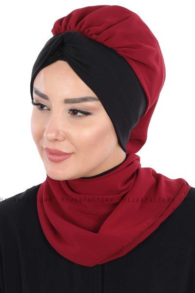 Gill - Hijab Práctico Burdeos & Negro