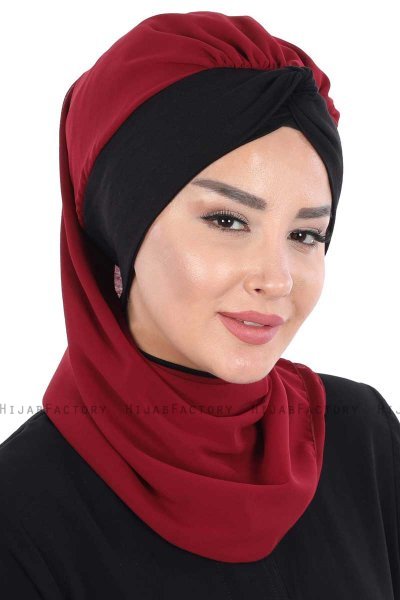 Gill - Hijab Práctico Burdeos & Negro