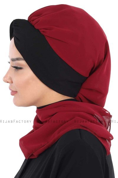Gill - Hijab Práctico Burdeos & Negro