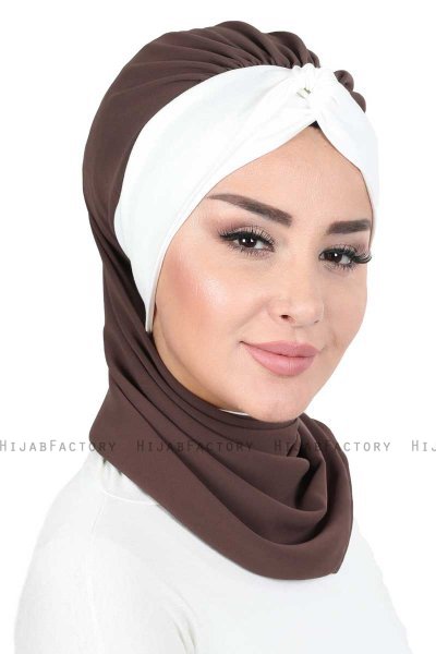 Gill - Hijab Práctico Marrón & Crema