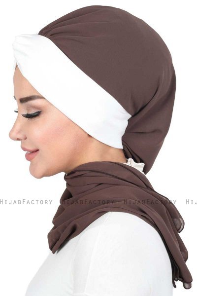 Gill - Hijab Práctico Marrón & Crema