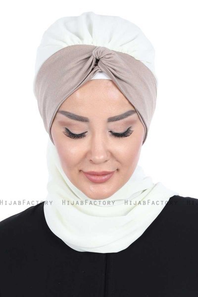 Gill - Hijab Práctico Crema & Taupe