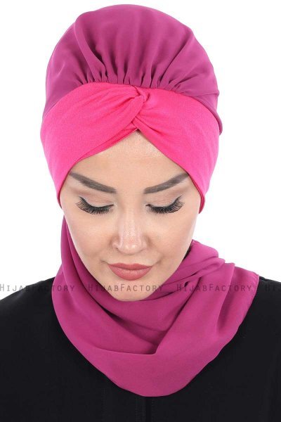 Gill - Hijab Práctico Fucsia & Fucsia