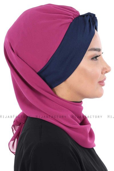 Gill - Hijab Práctico Fucsia & Azul Marino