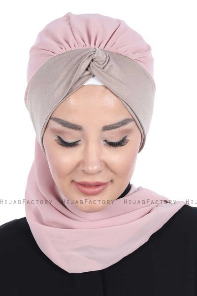 Gill - Hijab Práctico Rosa De Antaño & Taupe