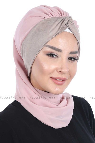 Gill - Hijab Práctico Rosa De Antaño & Taupe