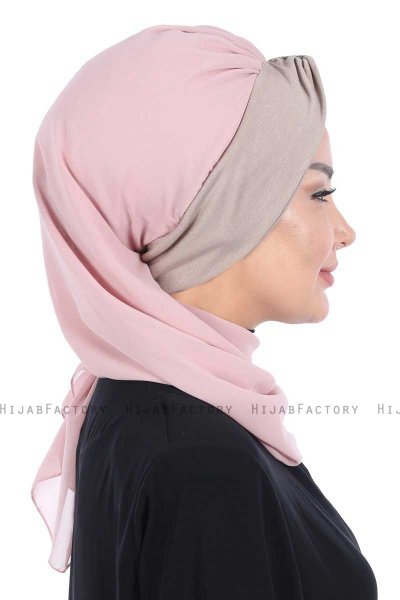 Gill - Hijab Práctico Rosa De Antaño & Taupe