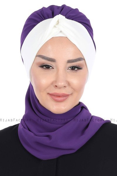Gill - Hijab Práctico Púrpura & Crema