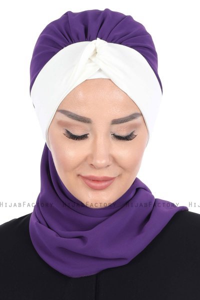 Gill - Hijab Práctico Púrpura & Crema