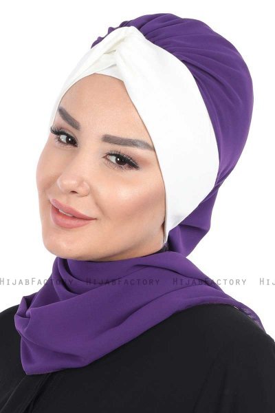 Gill - Hijab Práctico Púrpura & Crema
