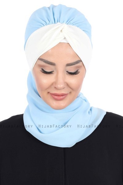 Gill - Hijab Práctico Azul Claro & Crema