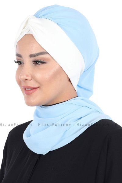 Gill - Hijab Práctico Azul Claro & Crema