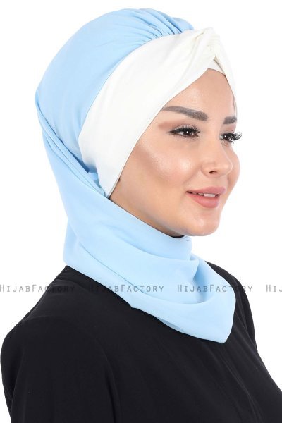Gill - Hijab Práctico Azul Claro & Crema