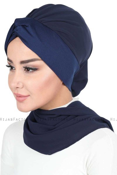 Gill - Hijab Práctico Azul Marino & Azul Marino