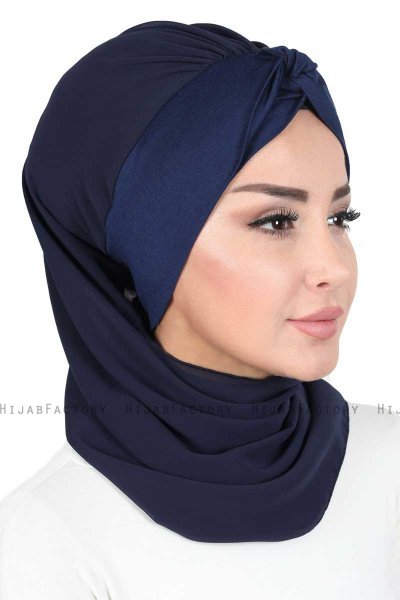 Gill - Hijab Práctico Azul Marino & Azul Marino