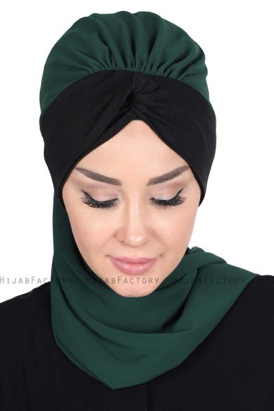 Gill - Hijab Práctico Verde Oscuro & Negro