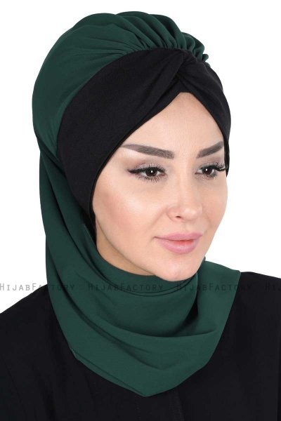 Gill - Hijab Práctico Verde Oscuro & Negro