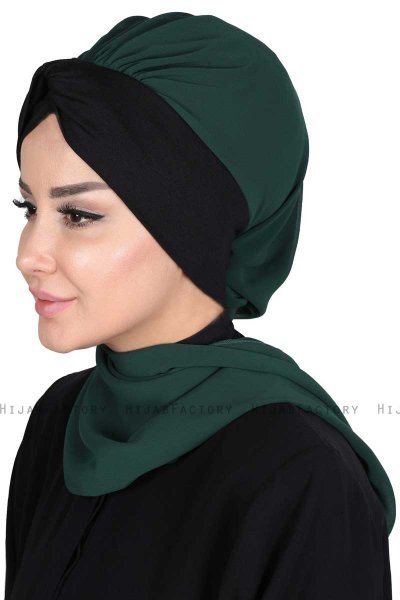 Gill - Hijab Práctico Verde Oscuro & Negro