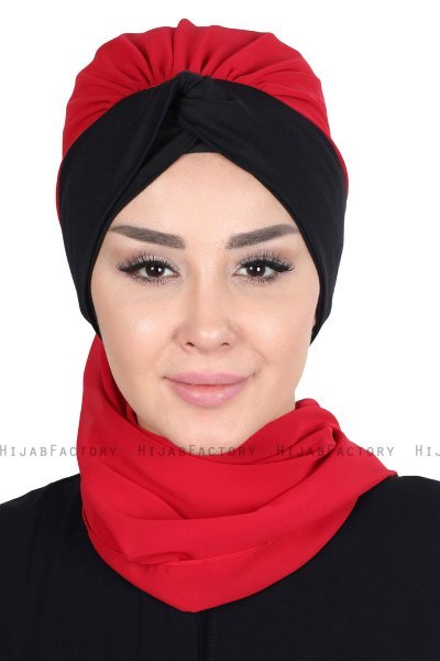 Gill - Hijab Práctico Rojo & Negro