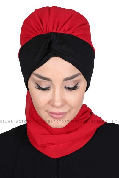 Gill - Hijab Práctico Rojo & Negro