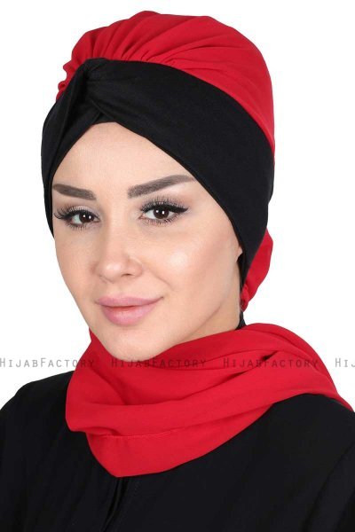 Gill - Hijab Práctico Rojo & Negro